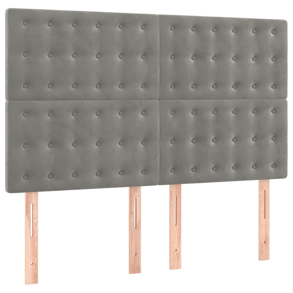 vidaXL Κρεβάτι Boxspring με Στρώμα Ανοιχτό Γκρι 140x200 εκ. Βελούδινο