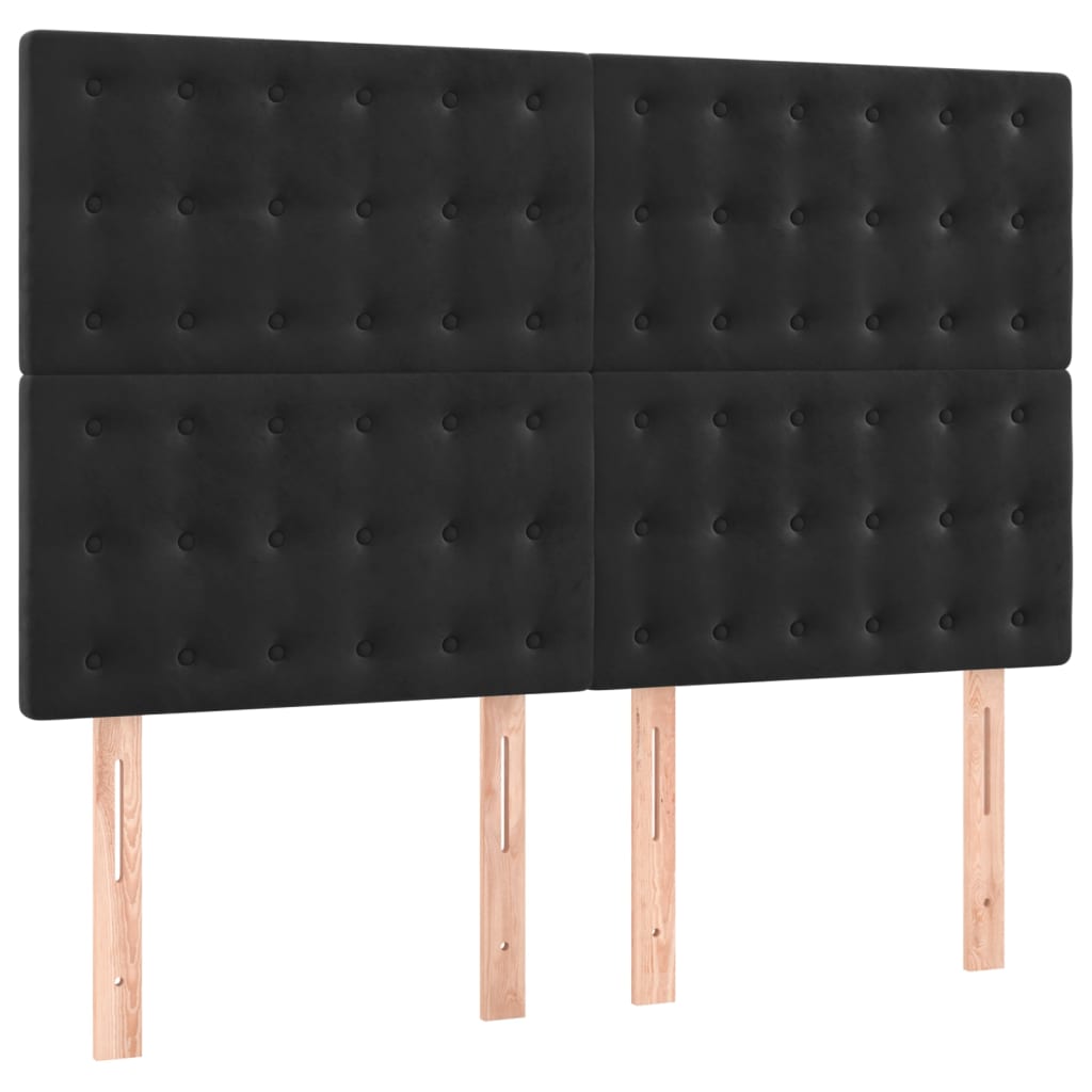 vidaXL Κρεβάτι Boxspring με Στρώμα Μαύρο 140x200 εκ. Βελούδινο