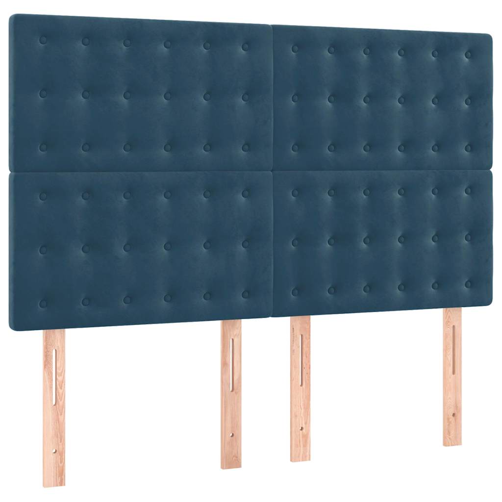 vidaXL Κρεβάτι Boxspring με Στρώμα Σκούρο Μπλε 140x200 εκ. Βελούδινο