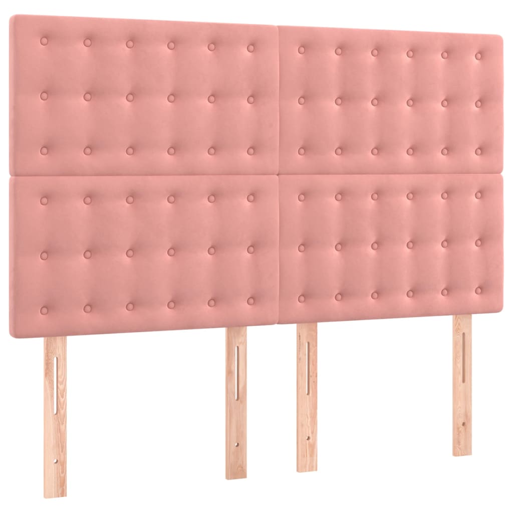 vidaXL Κρεβάτι Boxspring με Στρώμα Ροζ 140x200 εκ. Βελούδινο
