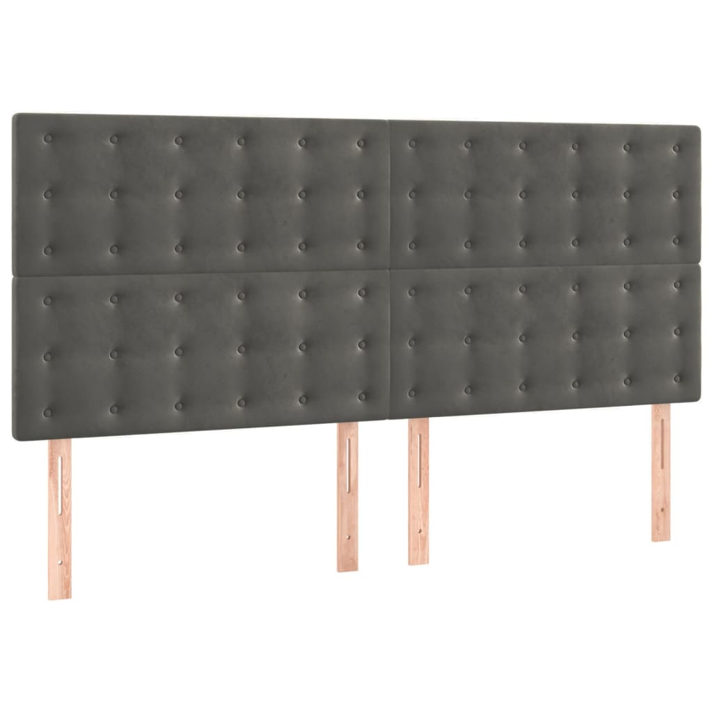 vidaXL Κρεβάτι Boxspring με Στρώμα Σκούρο Γκρι 160x200 εκ. Βελούδινο