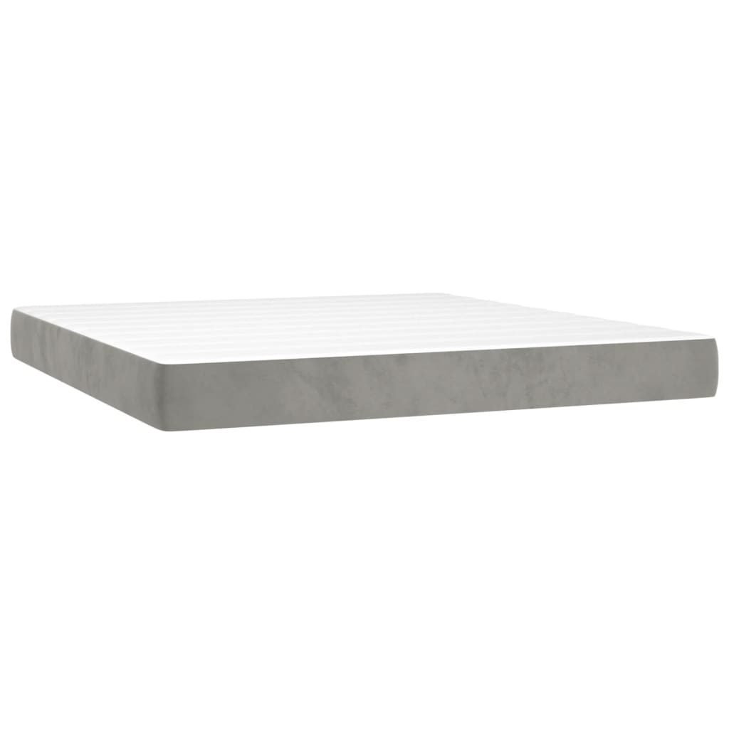 vidaXL Κρεβάτι Boxspring με Στρώμα Ανοιχτό Γκρι 180x200 εκ. Βελούδινο