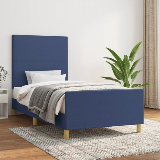 vidaXL Σκελετός Κρεβατιού Χωρίς Στρώμα Μπλε 90x200 εκ. Υφασμάτινο