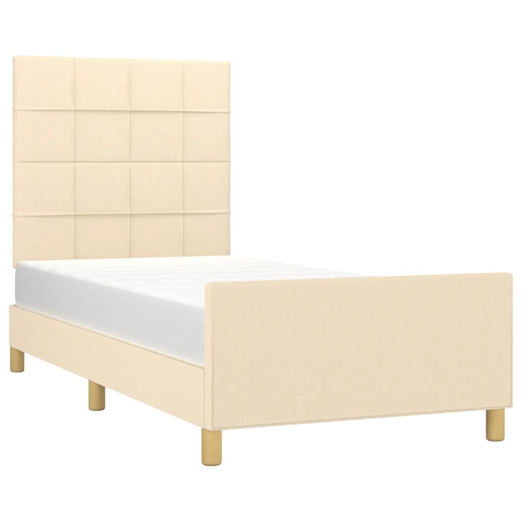 vidaXL Πλαίσιο κρεβατιού χωρίς στρώμα Κρέμα 80x200 cm Ύφασμα