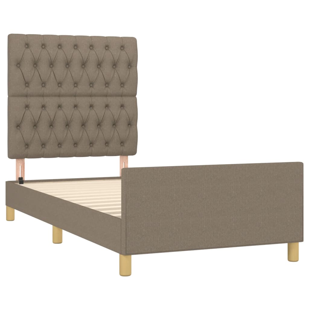 vidaXL Σκελετός Κρεβατιού Χωρίς Στρώμα Taupe 90x190 εκ. Υφασμάτινο