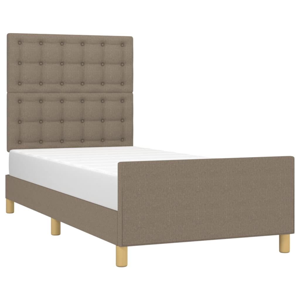 vidaXL Πλαίσιο Κρεβατιού με Κεφαλάρι Taupe 90x190 εκ. Υφασμάτινο