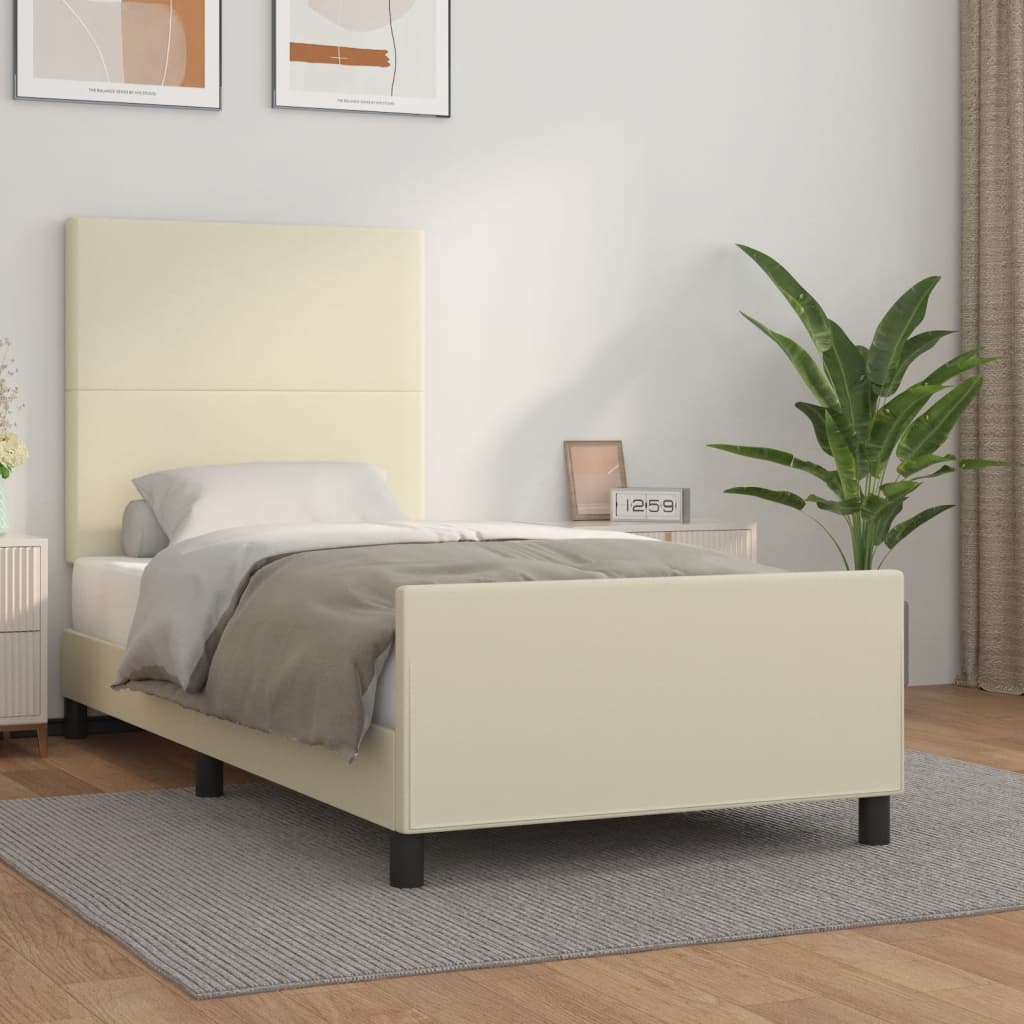 vidaXL Πλαίσιο Κρεβατιού με Κεφαλάρι Κρεμ 80x200 εκ. Συνθετικό Δέρμα