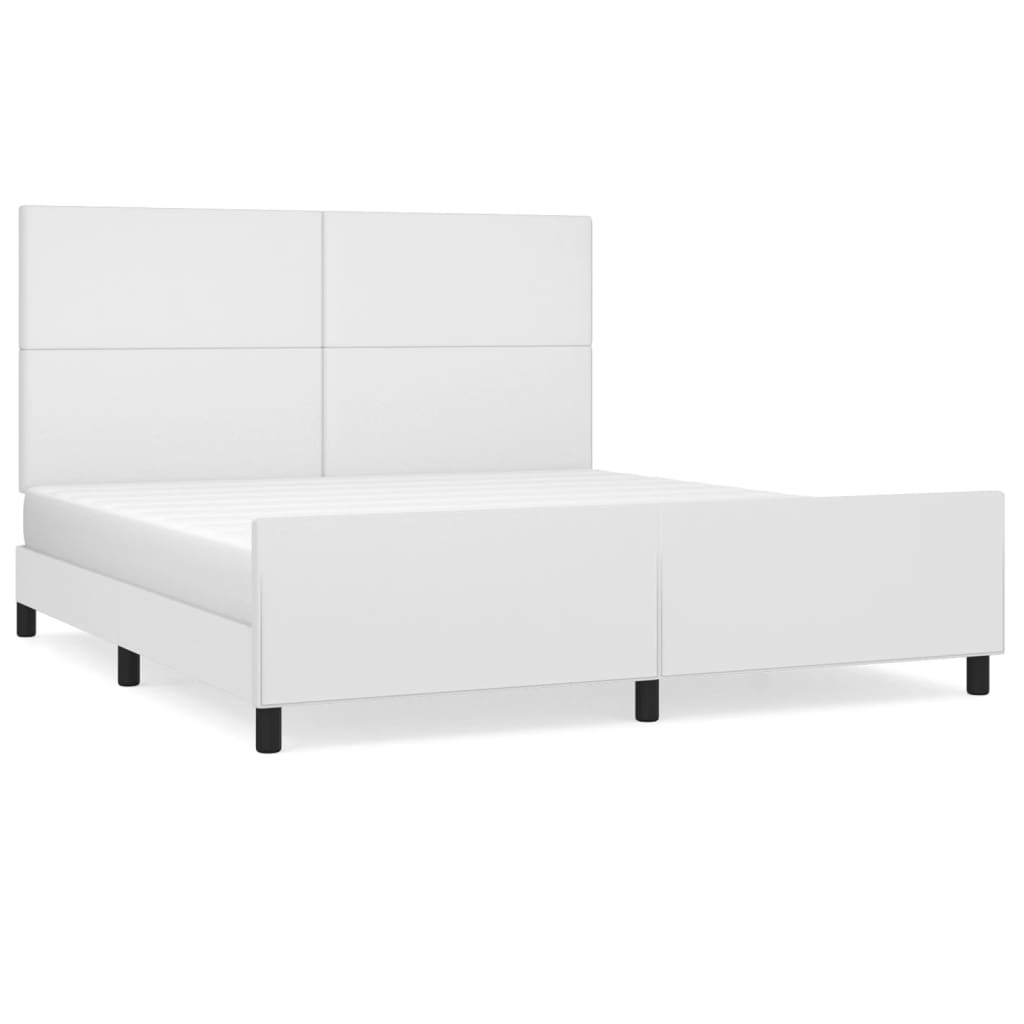 vidaXL Πλαίσιο Κρεβατιού με Κεφαλάρι Λευκό 180x200 εκ. Συνθετικό Δέρμα