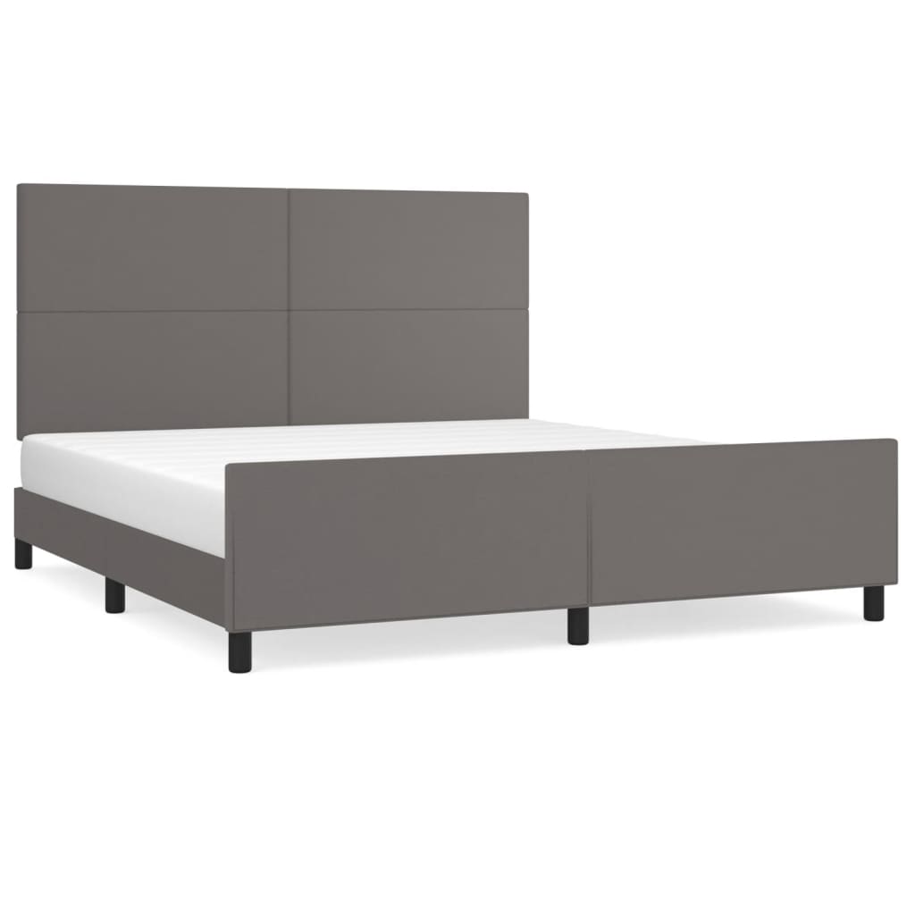 vidaXL Πλαίσιο Κρεβατιού με Κεφαλάρι Γκρι 180x200 εκ. Συνθετικό Δέρμα