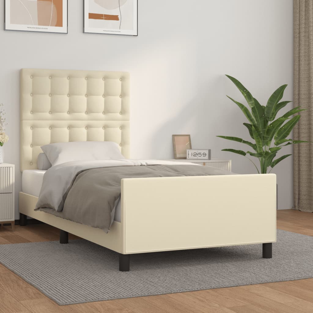 vidaXL Πλαίσιο Κρεβατιού με Κεφαλάρι Κρεμ 80x200 εκ. Συνθετικό Δέρμα