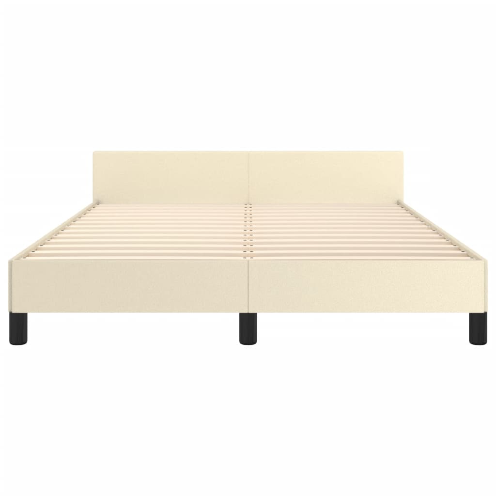 vidaXL Πλαίσιο Κρεβατιού με Κεφαλάρι Κρεμ 140x200 εκ. Συνθετικό Δέρμα