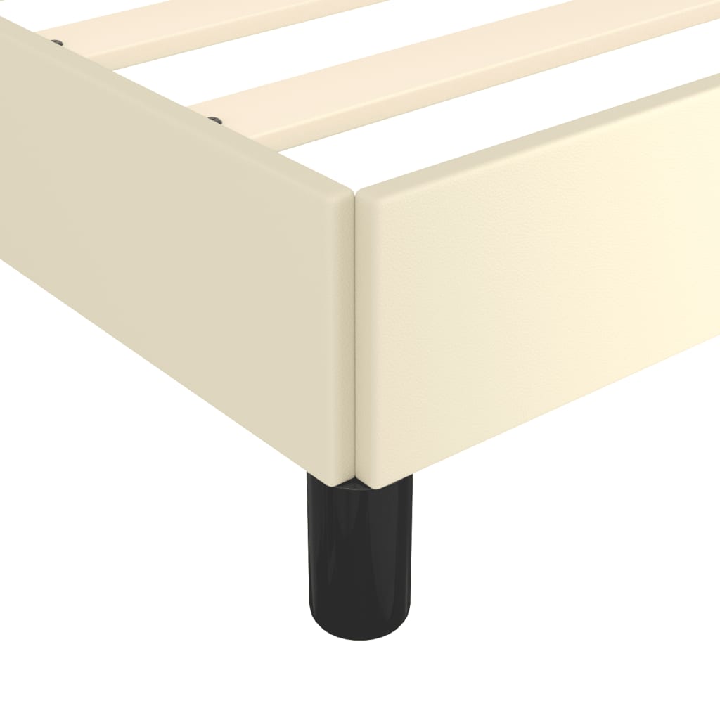 vidaXL Πλαίσιο Κρεβατιού με Κεφαλάρι Κρεμ 140x200 εκ. Συνθετικό Δέρμα