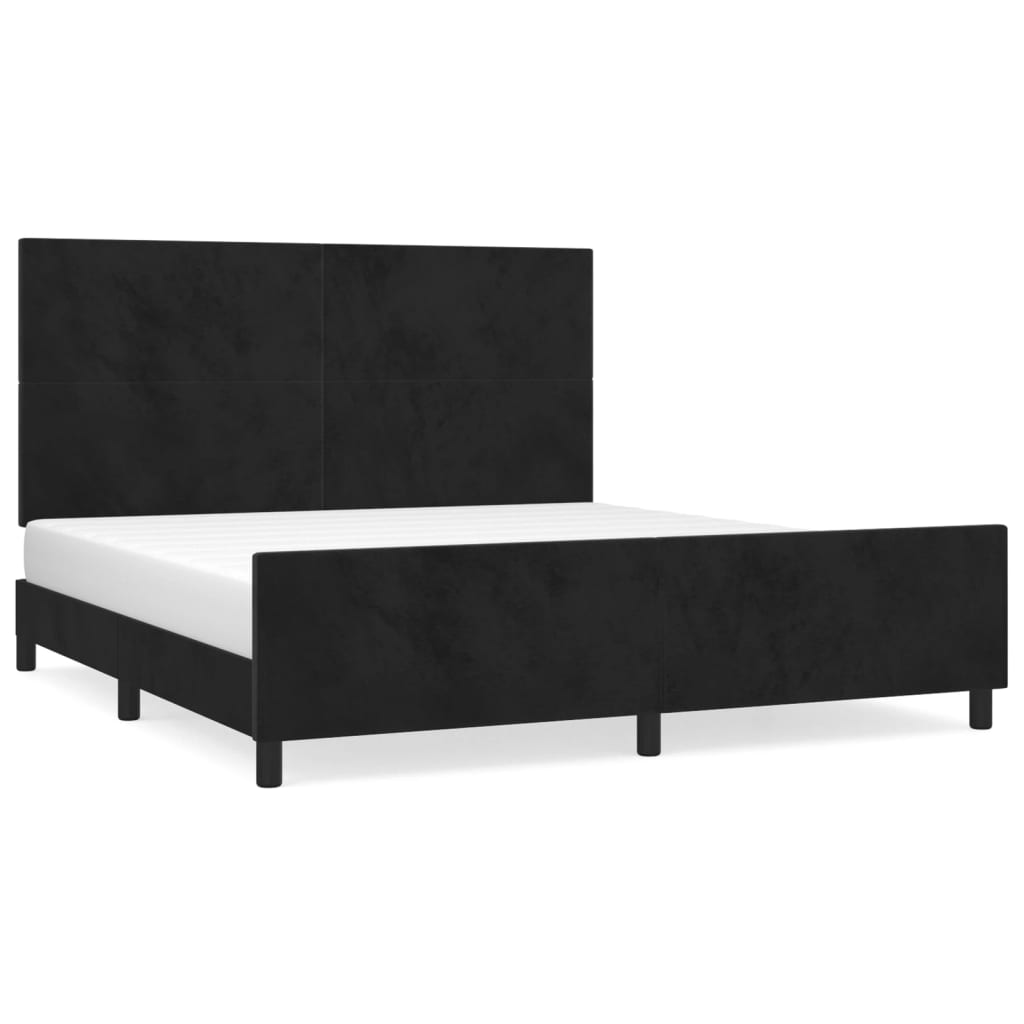 vidaXL Πλαίσιο Κρεβατιού με Κεφαλάρι Μαύρο 180x200 εκ. Βελούδινο