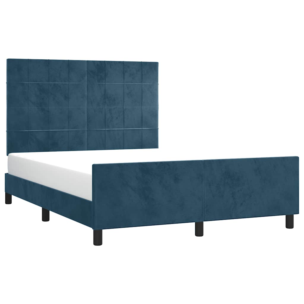 vidaXL Σκελετός Κρεβατιού Χωρίς Στρώμα Σκ. Μπλε 140x190 εκ. Βελούδινο
