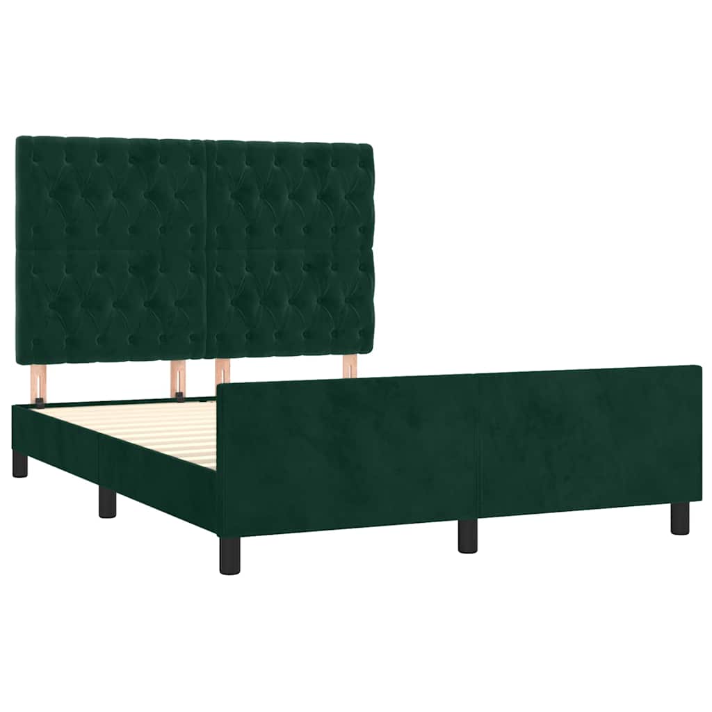 vidaXL Σκελετός Κρεβατιού Χωρίς Στρώμα Πράσινο 140x200εκ. Βελούδινο
