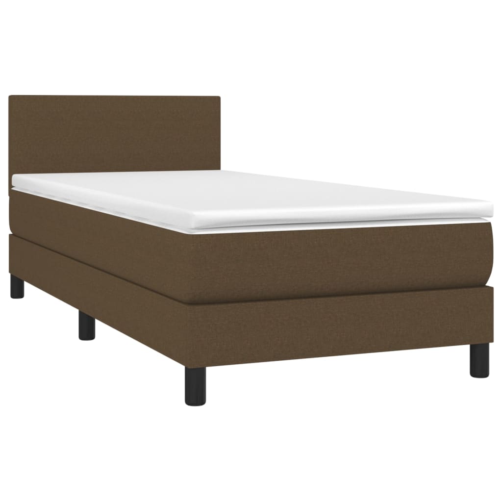 vidaXL Κρεβάτι Boxspring με Στρώμα Σκούρο Καφέ 90x190 εκ. Υφασμάτινο