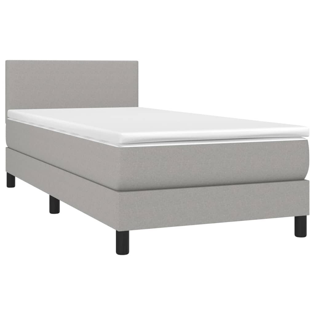vidaXL Κρεβάτι Boxspring με Στρώμα Ανοιχτό Γκρι 100x200 εκ. Υφασμάτινο