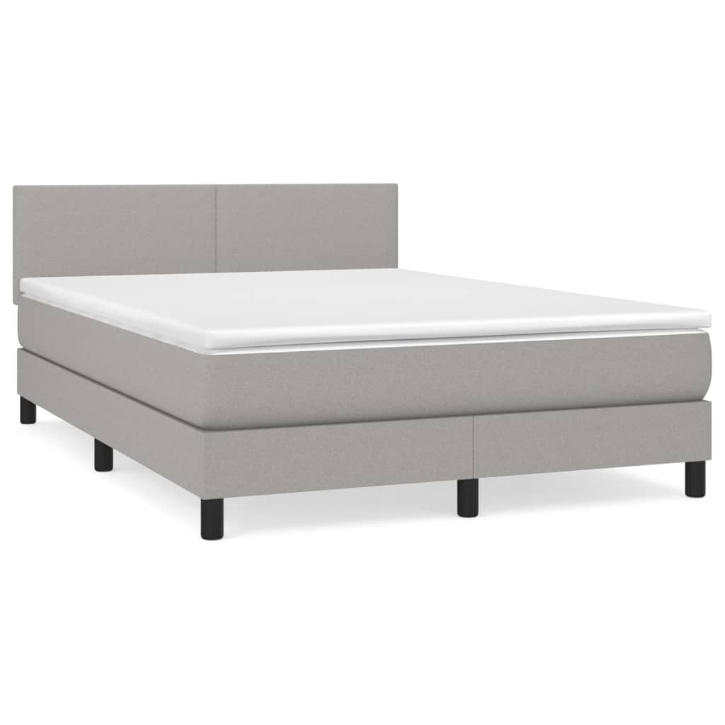 vidaXL Κρεβάτι Boxspring με Στρώμα Ανοιχτό Γκρι 140x190 εκ. Υφασμάτινο