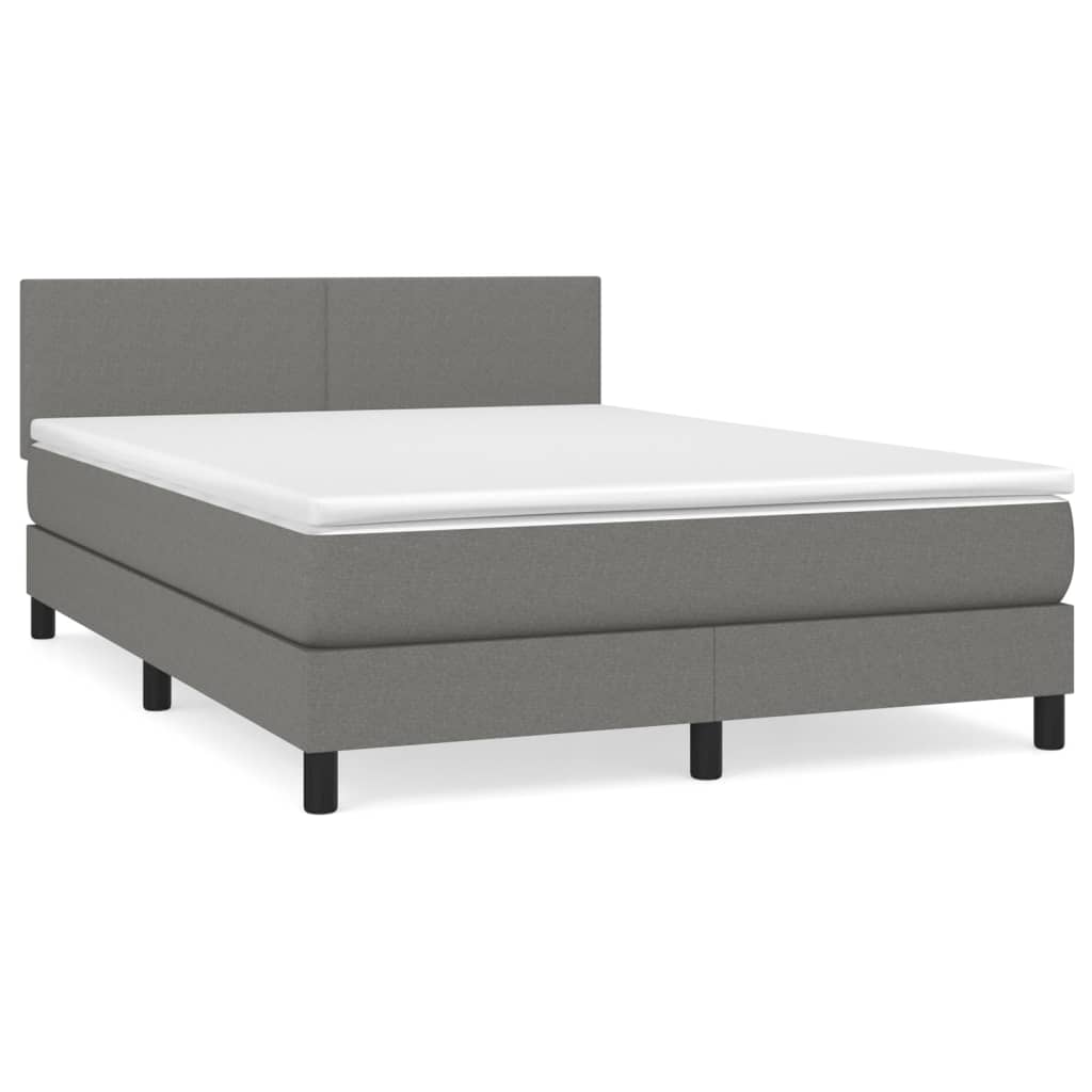 vidaXL Κρεβάτι Boxspring με Στρώμα Σκούρο Γκρι 140x190 εκ. Υφασμάτινο