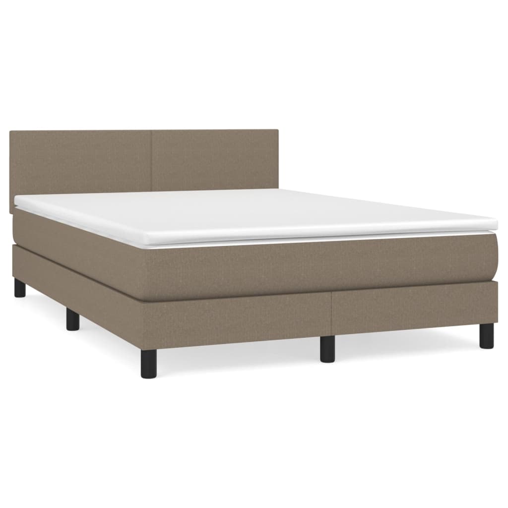 vidaXL Κρεβάτι Boxspring με Στρώμα Taupe 140x200 εκ. Υφασμάτινο