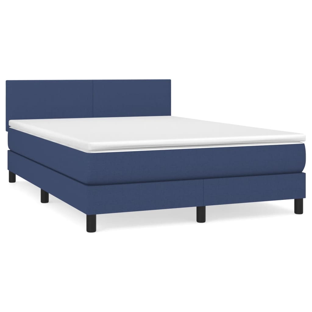 vidaXL Κρεβάτι Boxspring με Στρώμα Μπλε 140x200 εκ. Υφασμάτινο