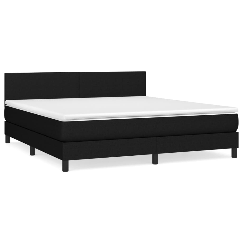 vidaXL Κρεβάτι Boxspring με Στρώμα Μαύρο 160x200 εκ. Υφασμάτινο