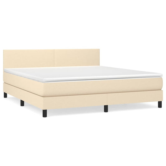 vidaXL Κρεβάτι Boxspring με Στρώμα Κρεμ 160x200 εκ. Υφασμάτινο