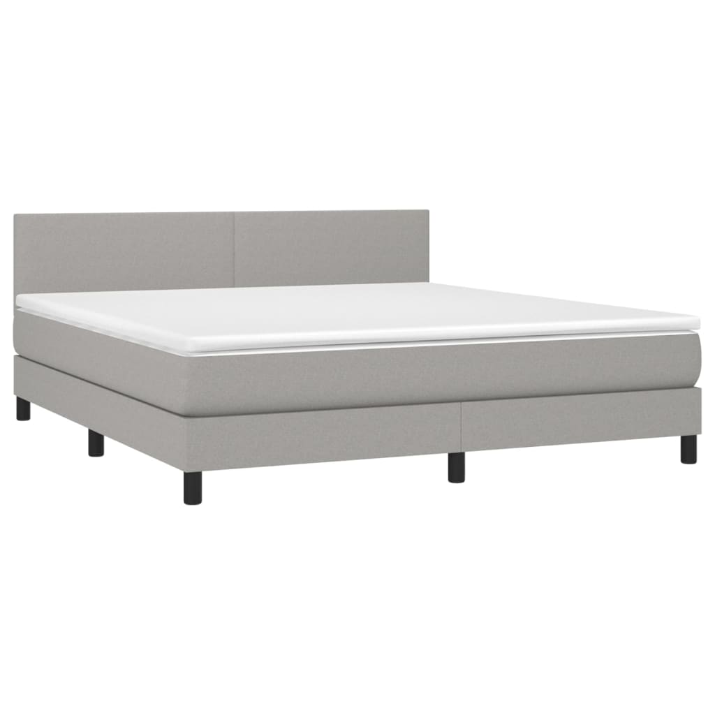 vidaXL Κρεβάτι Boxspring με Στρώμα Ανοιχτό Γκρι 180x200 εκ. Υφασμάτινο