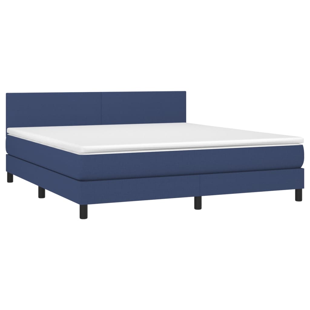 vidaXL Κρεβάτι Boxspring με Στρώμα Μπλε 180x200 εκ. Υφασμάτινο