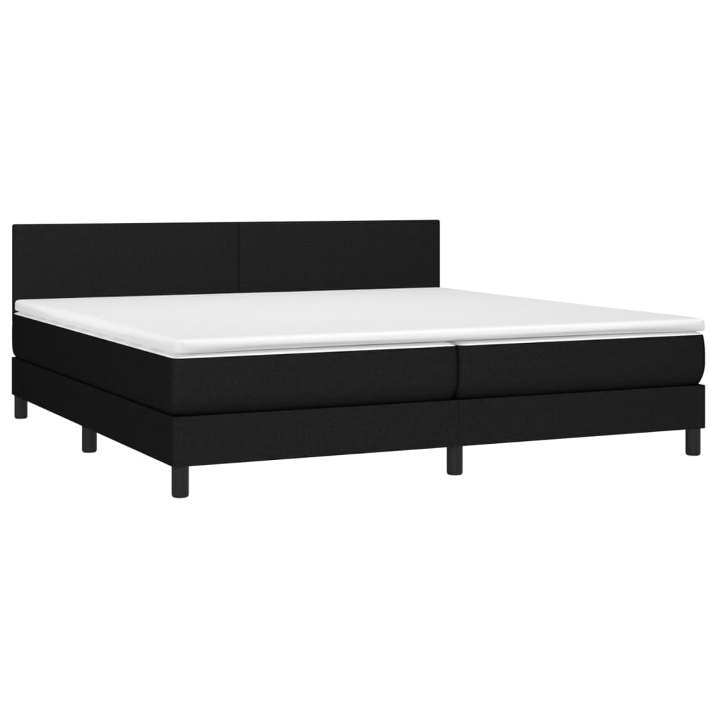 vidaXL Κρεβάτι Boxspring με Στρώμα Μαύρο 200x200 εκ. Υφασμάτινο
