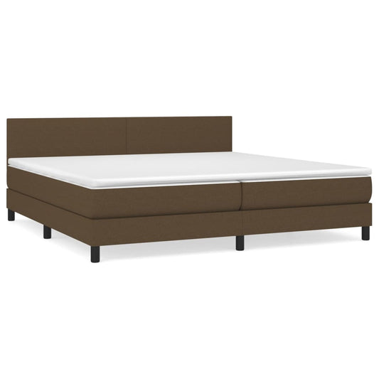 vidaXL Κρεβάτι Boxspring με Στρώμα Σκούρο Καφέ 200x200 εκ. Υφασμάτινο