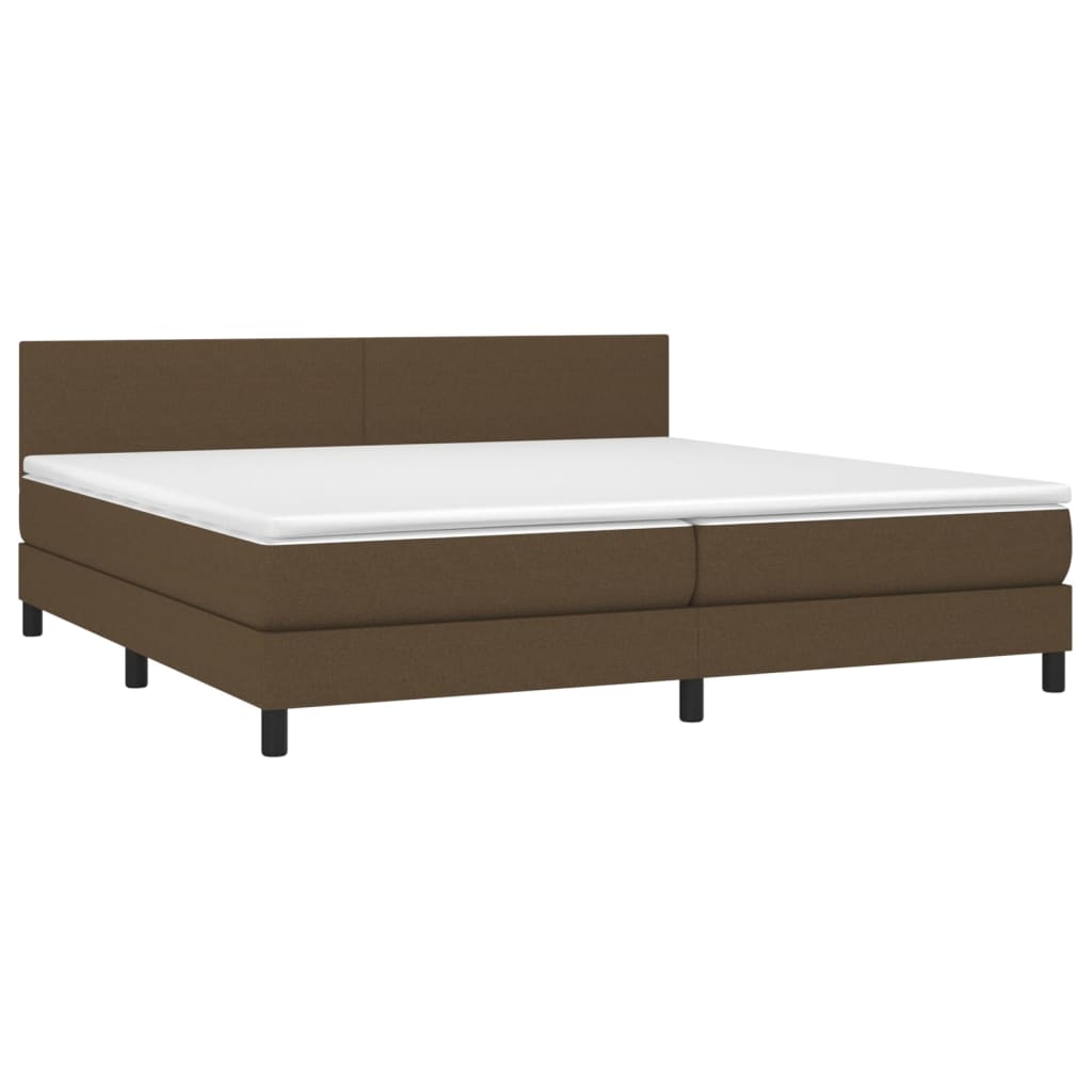 vidaXL Κρεβάτι Boxspring με Στρώμα Σκούρο Καφέ 200x200 εκ. Υφασμάτινο