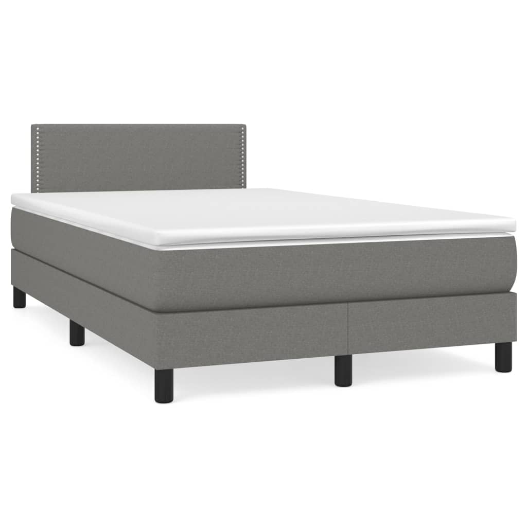 vidaXL Κρεβάτι Boxspring με Στρώμα Σκούρο Γκρι 120x200 εκ. Υφασμάτινο