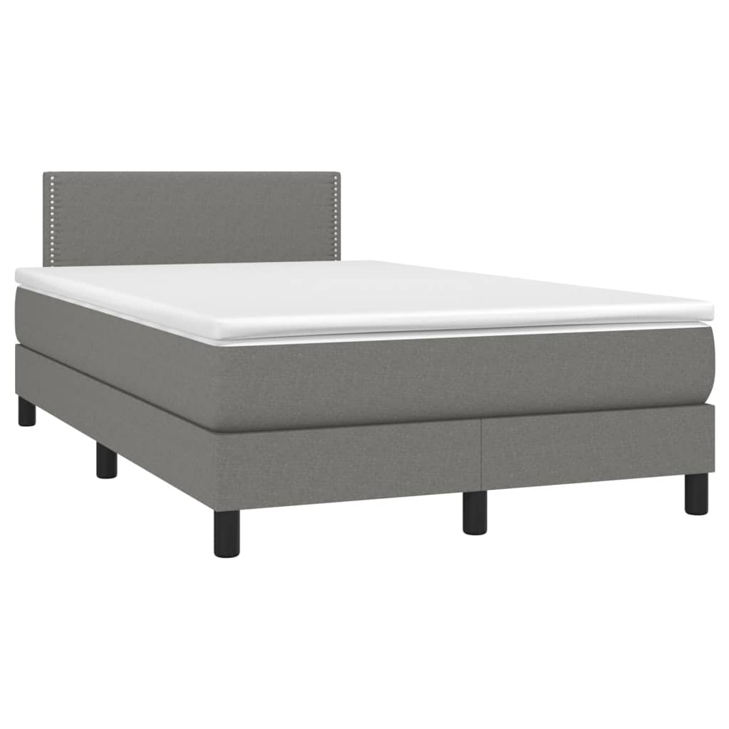 vidaXL Κρεβάτι Boxspring με Στρώμα Σκούρο Γκρι 120x200 εκ. Υφασμάτινο