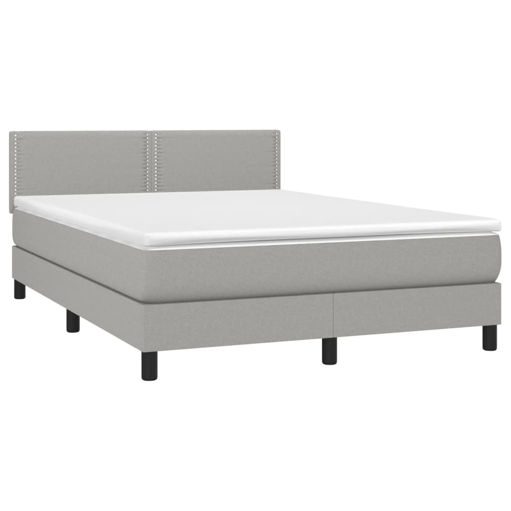 vidaXL Κρεβάτι Boxspring με Στρώμα Ανοιχτό Γκρι 140x190 εκ. Υφασμάτινο