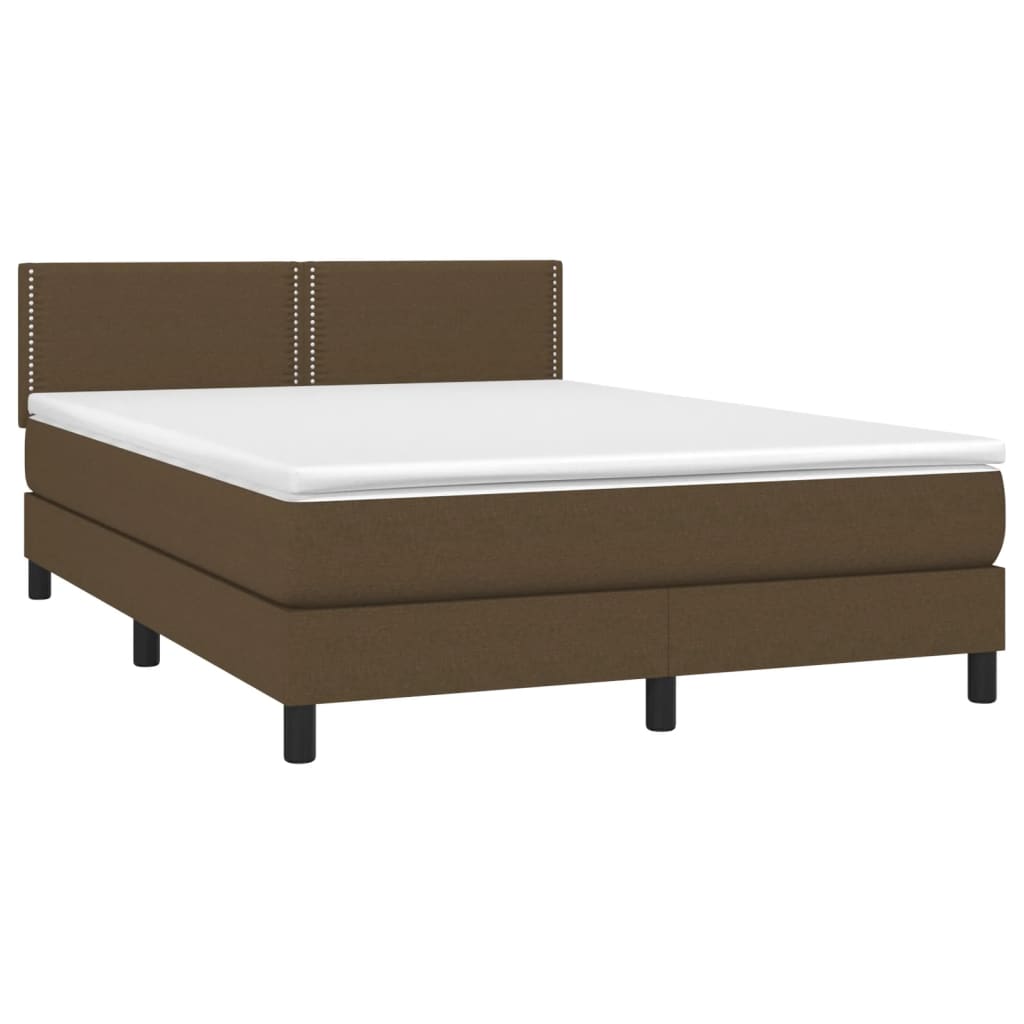 vidaXL Κρεβάτι Boxspring με Στρώμα Σκούρο Καφέ 140x190 εκ. Υφασμάτινο