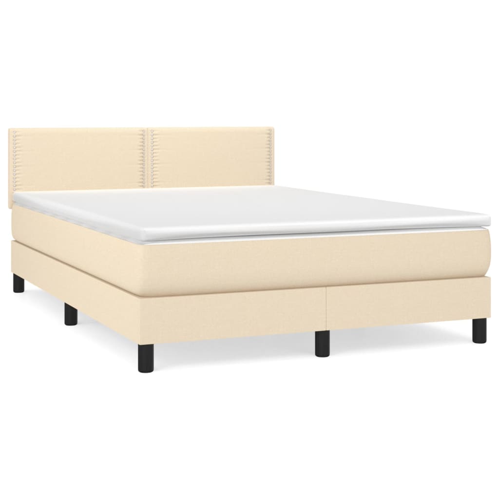 vidaXL Κρεβάτι Boxspring με Στρώμα Κρεμ 140x200 εκ. Υφασμάτινο