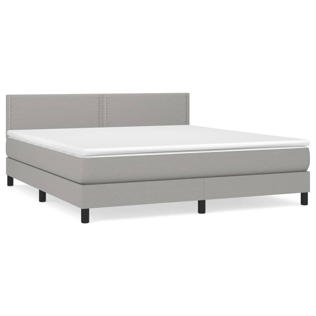 vidaXL Κρεβάτι Boxspring με Στρώμα Ανοιχτό Γκρι 180x200 εκ. Υφασμάτινο