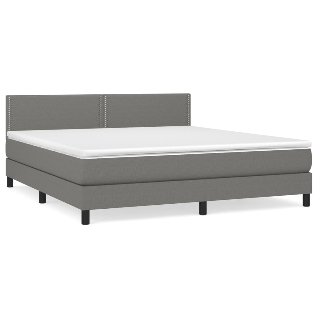 vidaXL Κρεβάτι Boxspring με Στρώμα Σκούρο Γκρι 180x200 εκ Υφασμάτιν