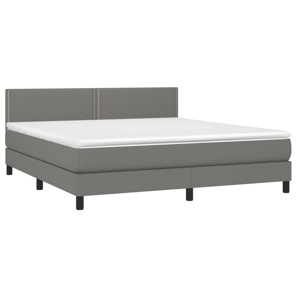 vidaXL Κρεβάτι Boxspring με Στρώμα Σκούρο Γκρι 180x200 εκ Υφασμάτιν