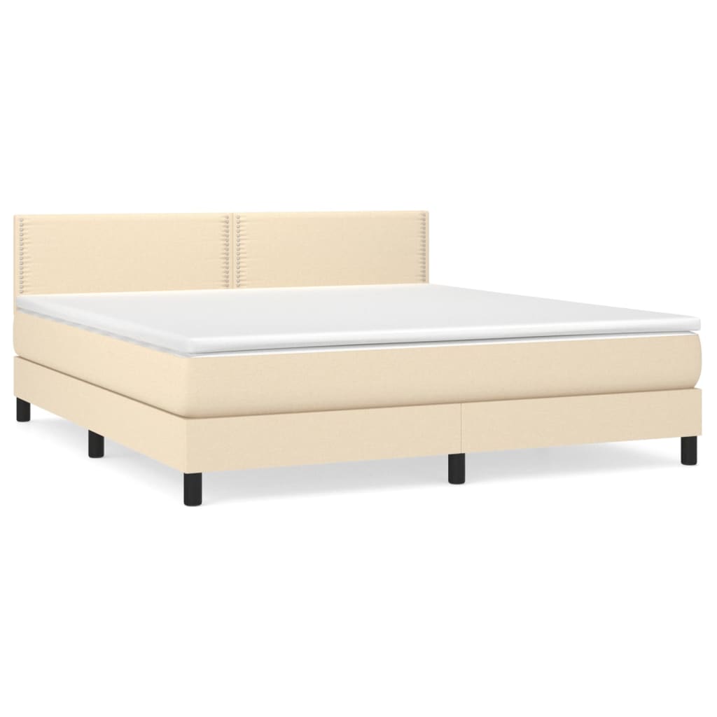 vidaXL Κρεβάτι Boxspring με Στρώμα Κρεμ 180x200 εκ. Υφασμάτινο