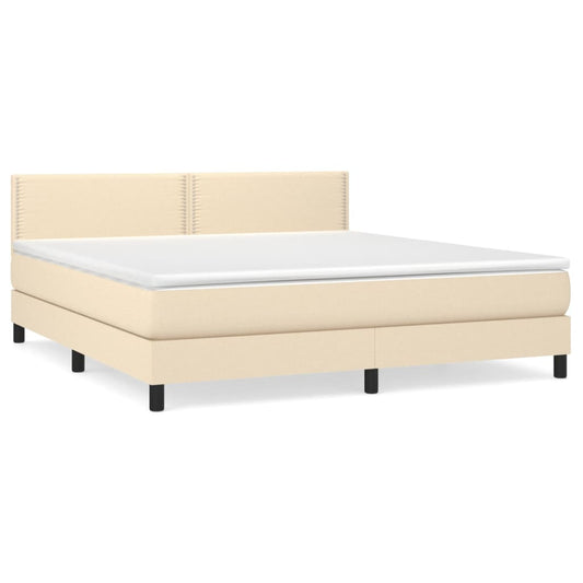 vidaXL Κρεβάτι Boxspring με Στρώμα Κρεμ 180x200 εκ. Υφασμάτινο