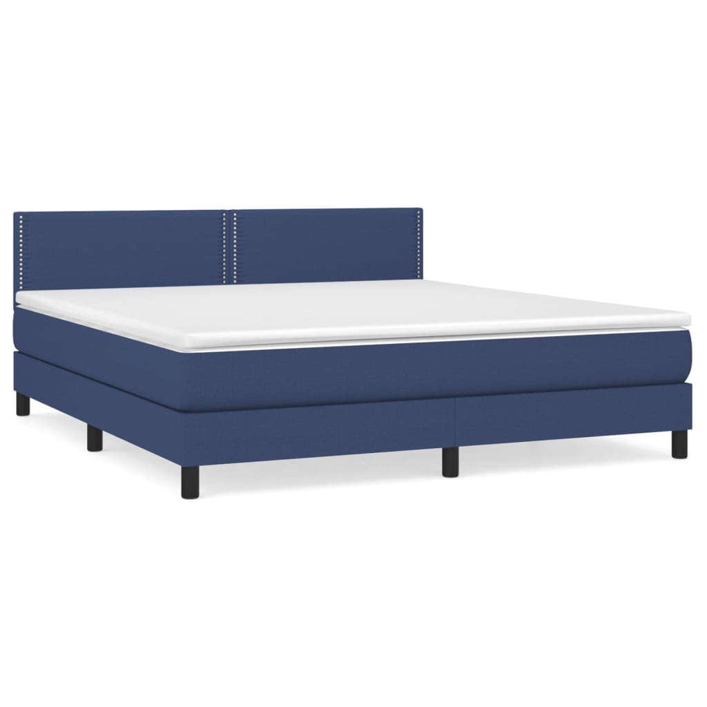 vidaXL Κρεβάτι Boxspring με Στρώμα Μπλε 180x200 εκ. Υφασμάτινο