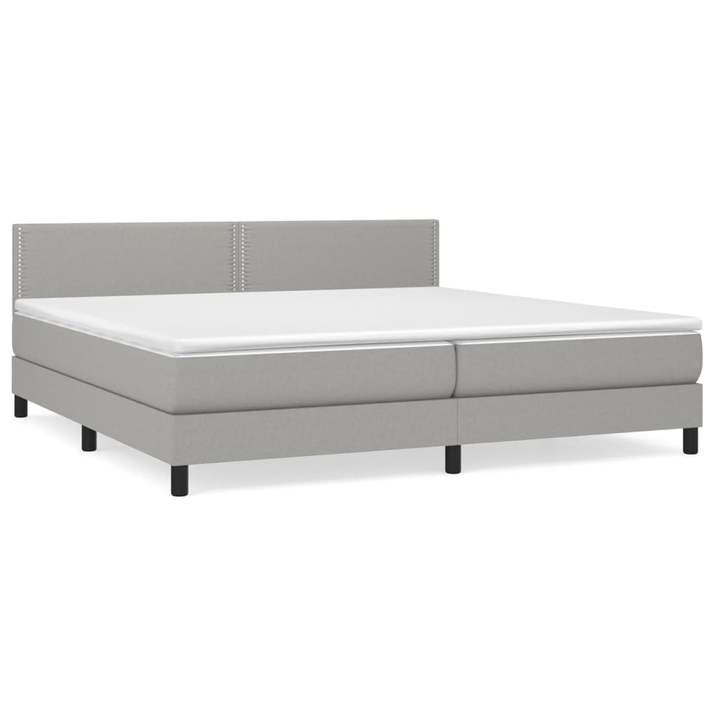 vidaXL Κρεβάτι Boxspring με Στρώμα Ανοιχτό Γκρι 200x200 εκ. Υφασμάτινο