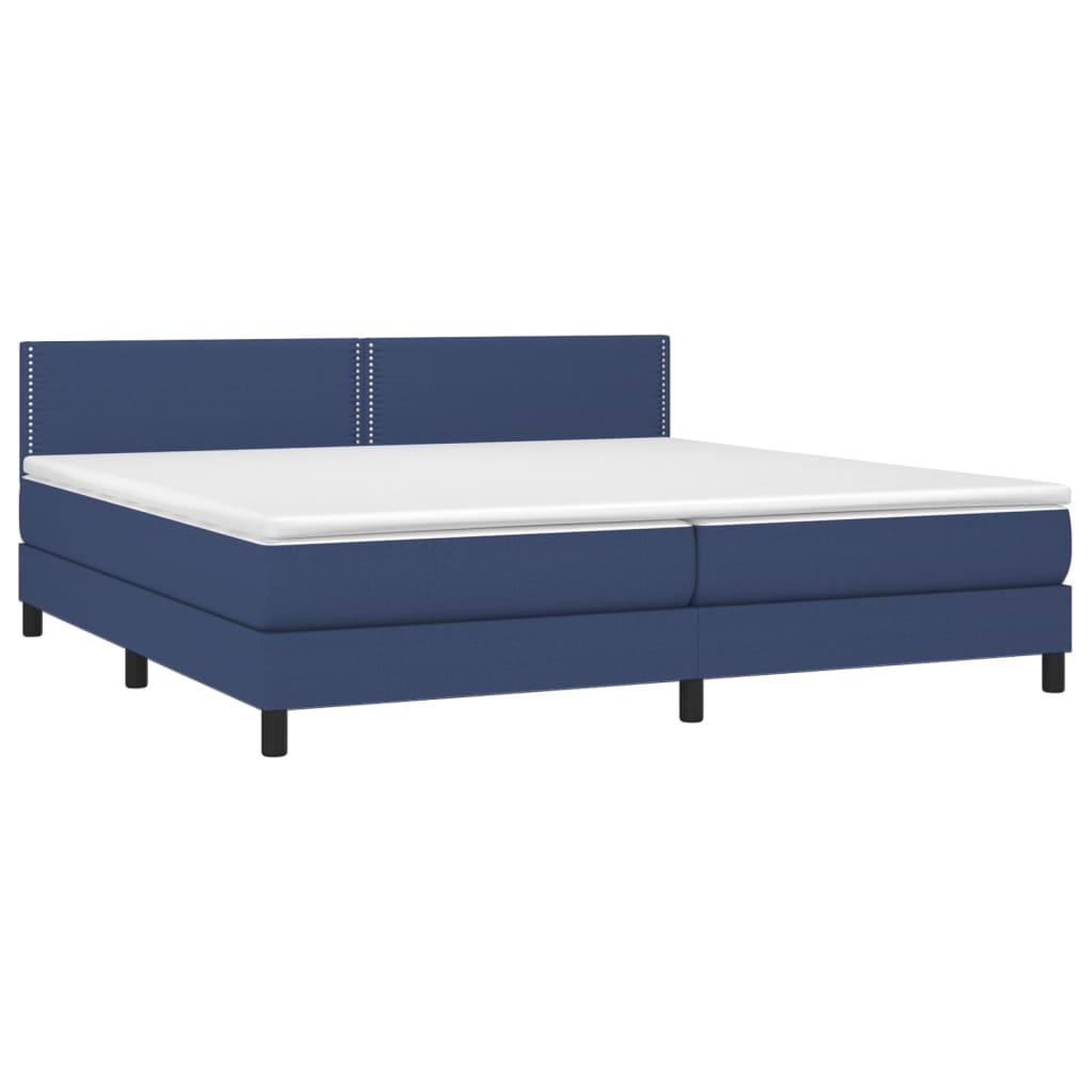 vidaXL Κρεβάτι Boxspring με Στρώμα Μπλε 200x200 εκ. Υφασμάτινο
