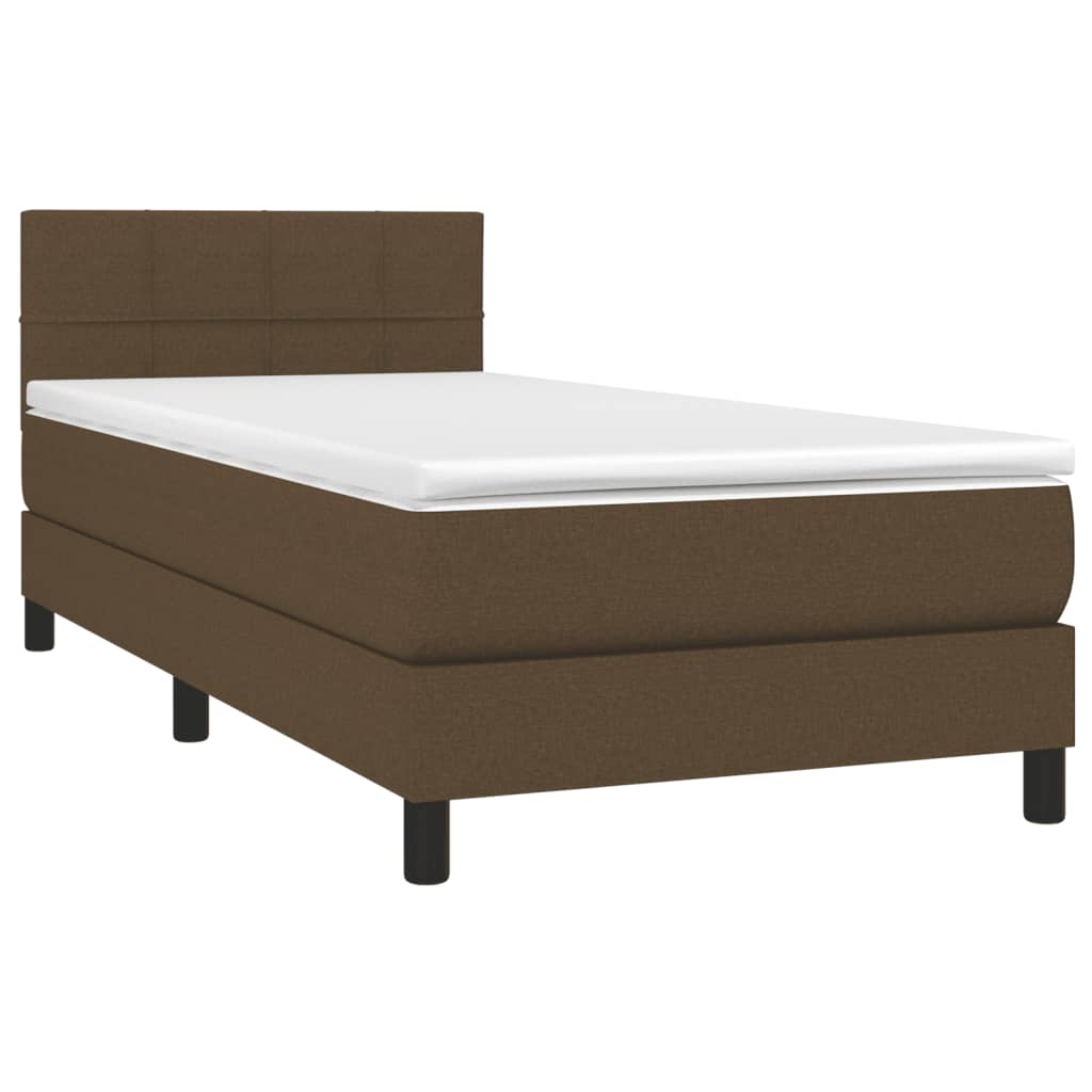 vidaXL Κρεβάτι Boxspring με Στρώμα Σκούρο Καφέ 80x200 εκ. Υφασμάτινο