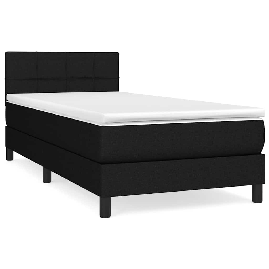 vidaXL Κρεβάτι Boxspring με Στρώμα Μαύρο 90x190 εκ.Υφασμάτινο