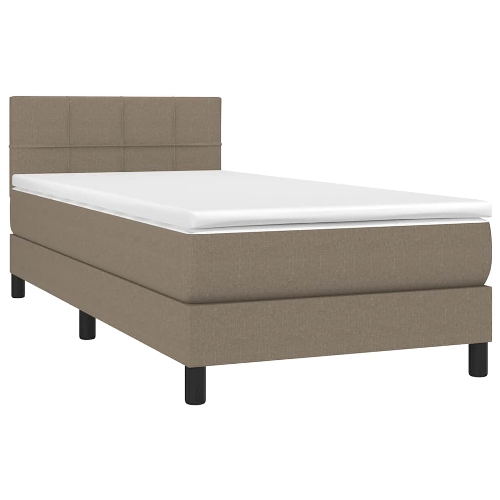 vidaXL Κρεβάτι Boxspring με Στρώμα Taupe 90x190 εκ.Υφασμάτινο