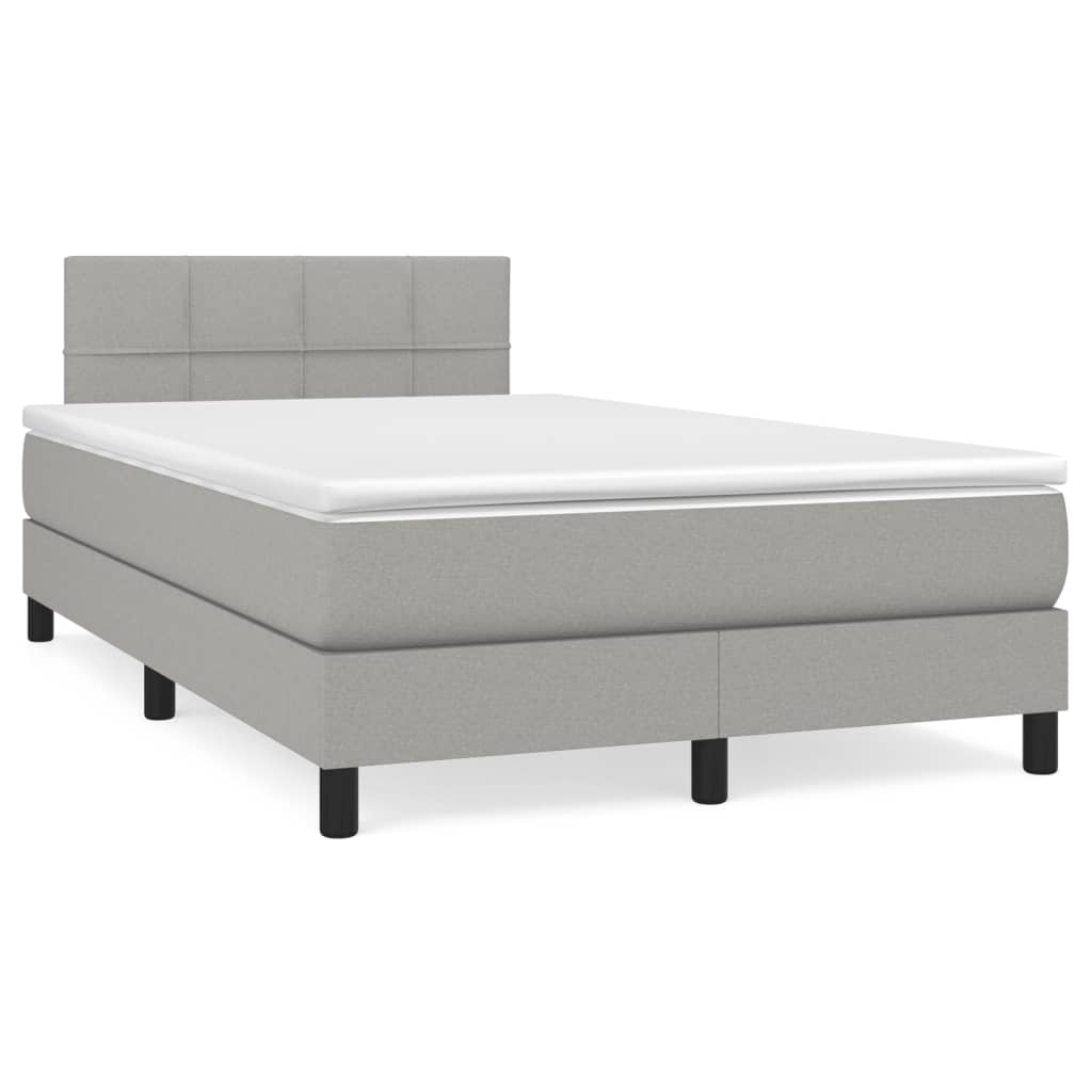 vidaXL Κρεβάτι Boxspring με Στρώμα Ανοιχτό Γκρι 120x200 εκ. Υφασμάτινο