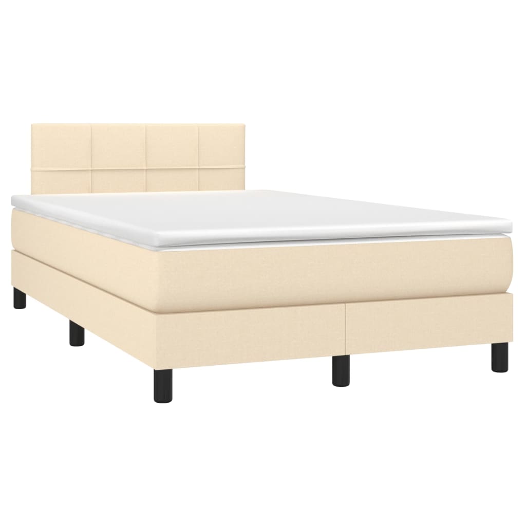vidaXL Κρεβάτι Boxspring με Στρώμα Κρεμ 120x200 εκ. Υφασμάτινο